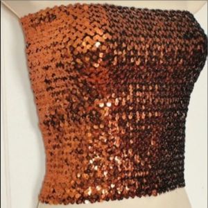 Authentic Vintage Sequin Disco Tube Top Copper
